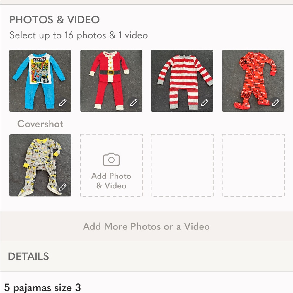 5 pajamas size 3